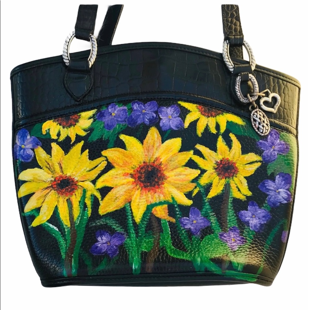 Sale Handpainted sunflowers leather Brighton purse